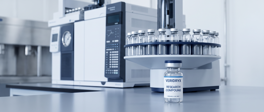 Gas chromatograph with headspace autosampler and a Veridryx research vial