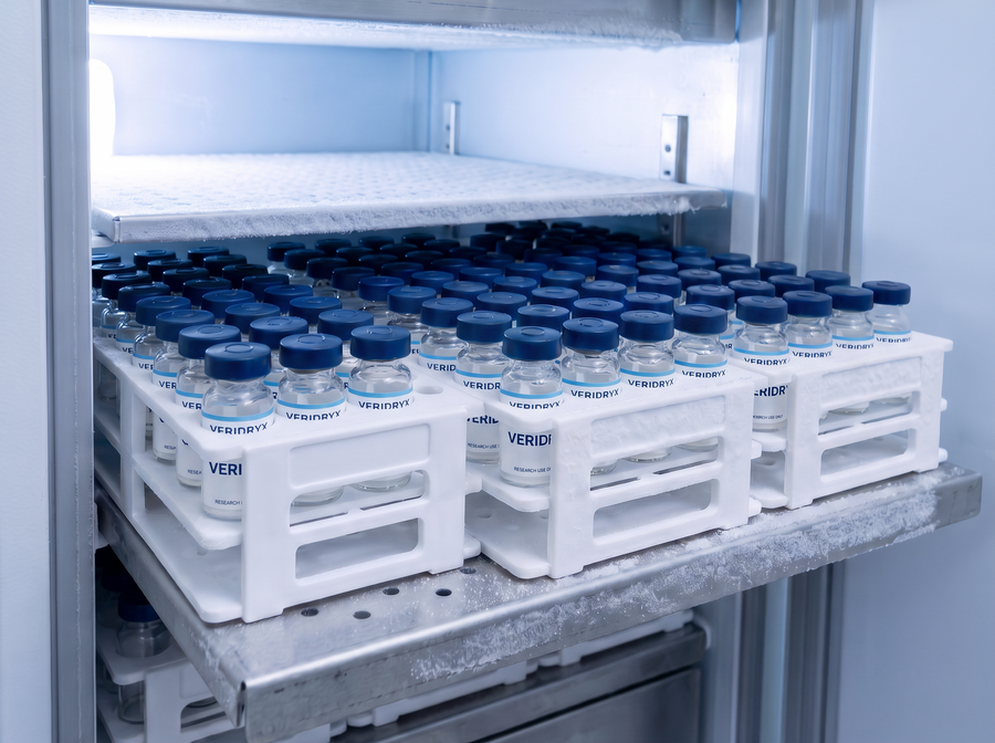 Veridryx research vials in cold storage