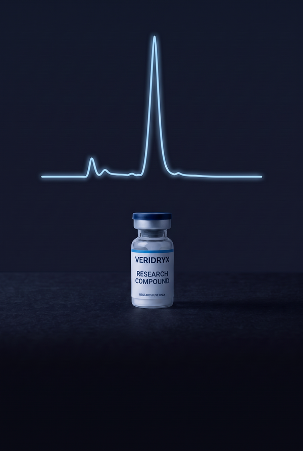 Veridryx research vial with purity trace